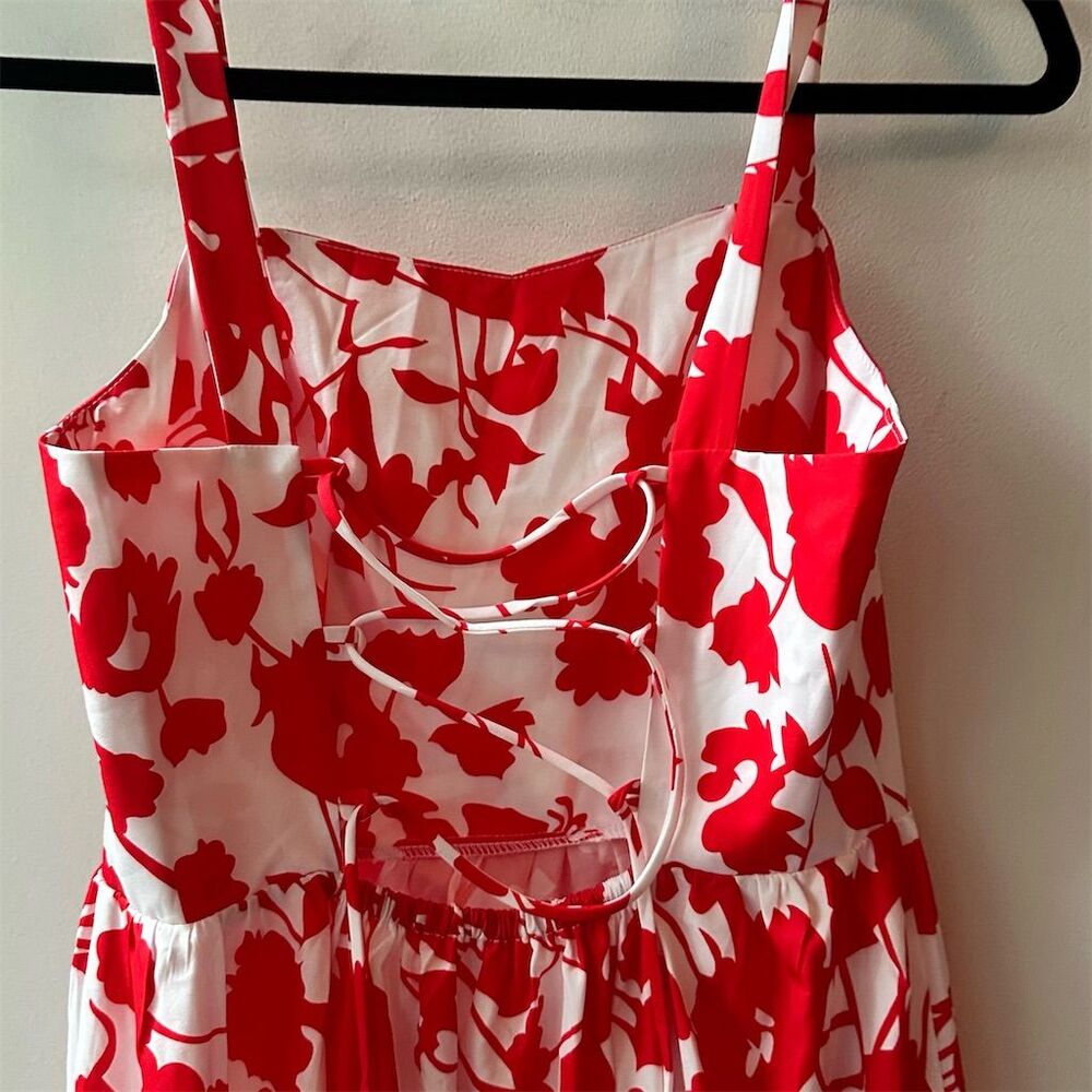 NWT COMMENSE XS blooming in summer Red Floral Cami maxi dress. - Picture 3 of 12